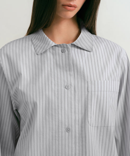 WOMENS POPLIN PAJAMA SET #韓韶禧同款! - 3 COLORS LIGHT GREY