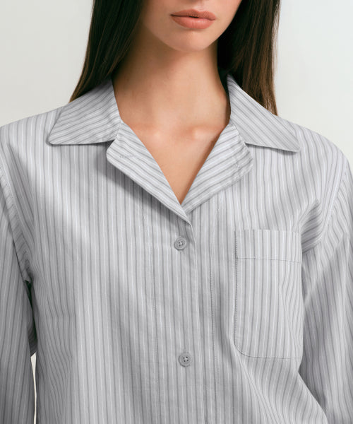 WOMENS POPLIN PAJAMA SET #韓韶禧同款! - 3 COLORS LIGHT GREY