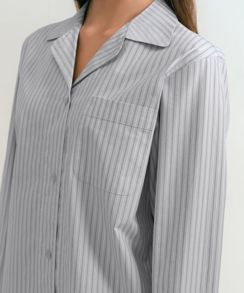 WOMENS POPLIN PAJAMA SET #韓韶禧同款! - 3 COLORS LIGHT GREY