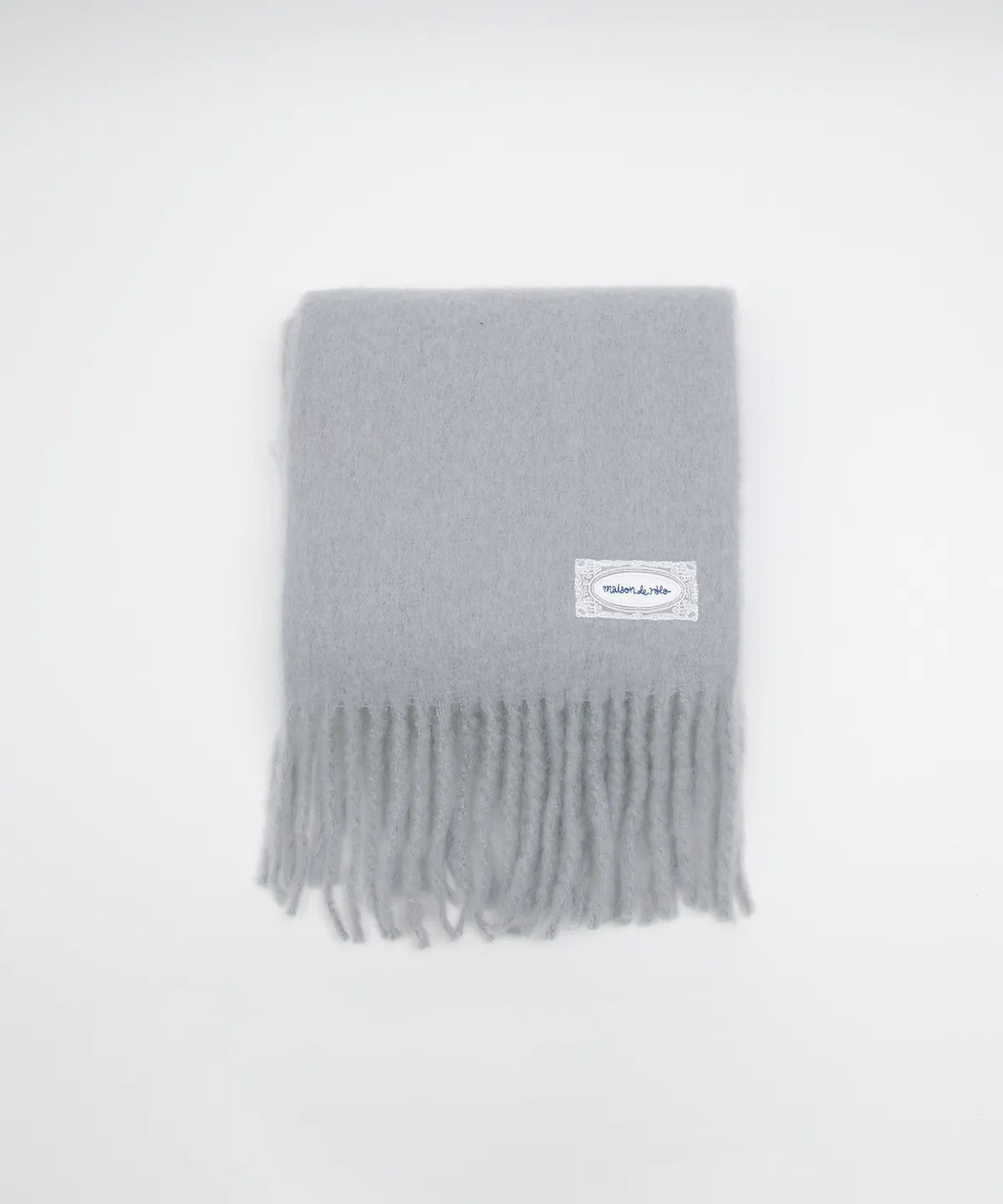 LACE LABEL HAIRY MUFFLER GRAY
