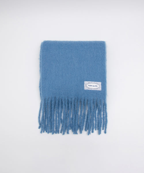 LACE LABEL HAIRY MUFFLER BLUE BLUE