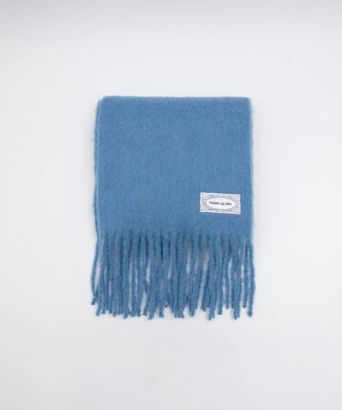 LACE LABEL HAIRY MUFFLER BLUE