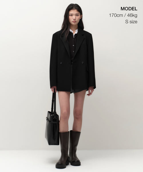 WOMENS DOUBLE BREASTED BLAZER #韓韶禧同款! - 2 COLORS BLACK