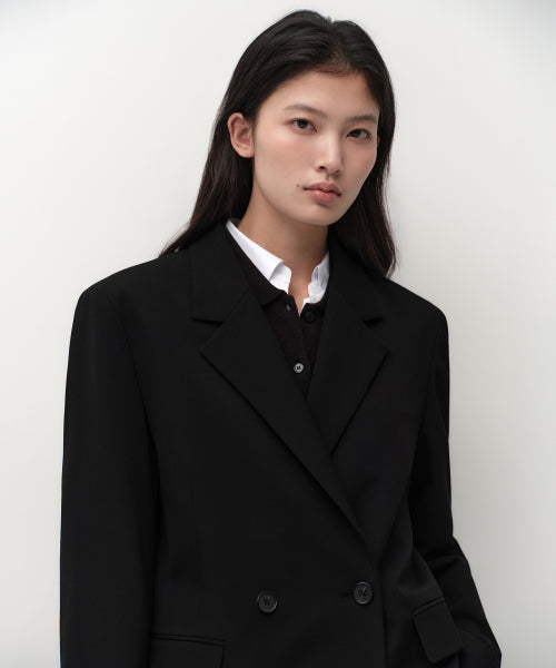 WOMENS DOUBLE BREASTED BLAZER #韓韶禧同款! - 2 COLORS BLACK