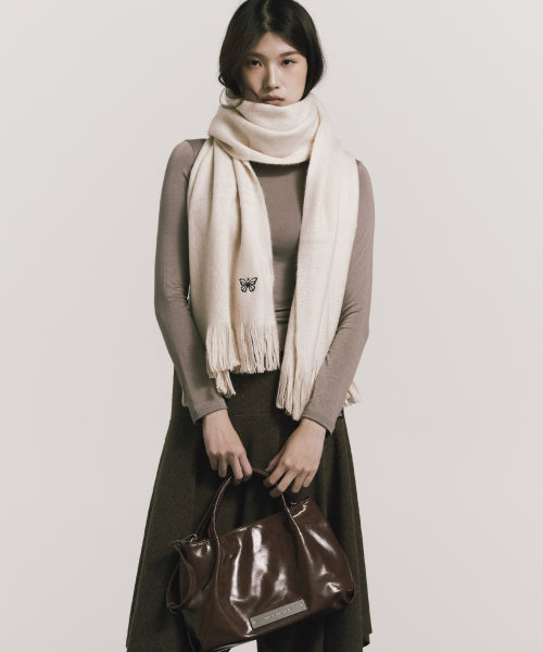 CRYSTAL FAUX LEATHER TOTE BAG #徐睿知同款! - 3 COLORS BROWN