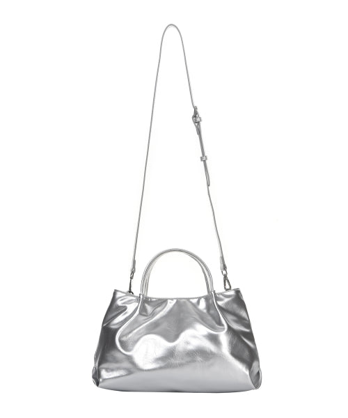 CRYSTAL FAUX LEATHER TOTE BAG #徐睿知同款! - 3 COLORS SILVER