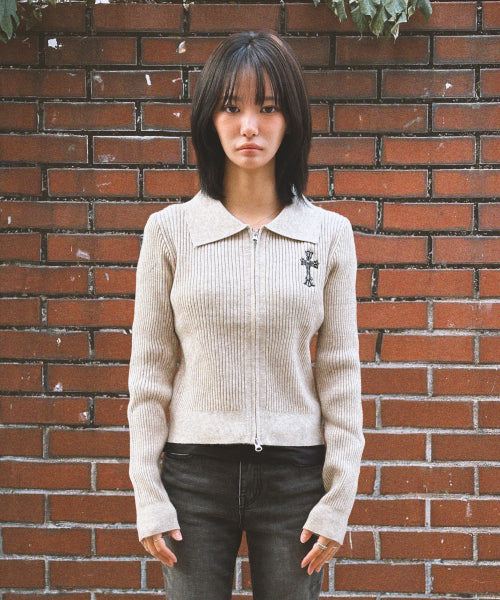 GOTHIC CROSS KNIT - 3 COLORS BEIGE