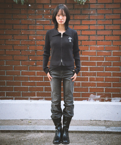 GOTHIC CROSS KNIT - 3 COLORS BLACK