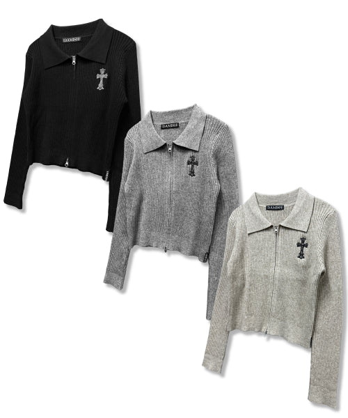 GOTHIC CROSS KNIT - 3 COLORS BLACK