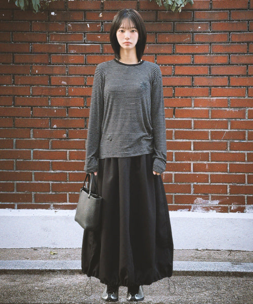 STRIPE LOGO SLEEVE LONG BLACK