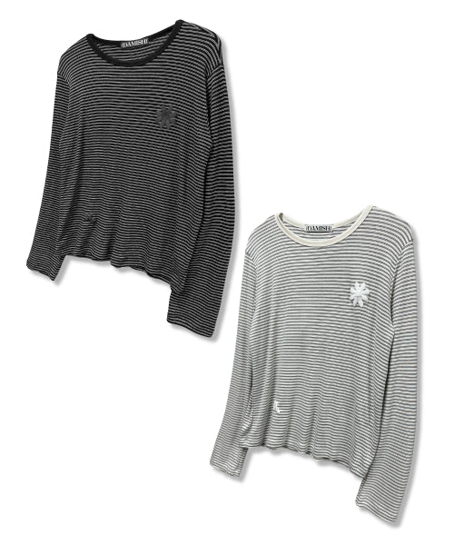 STRIPE LOGO SLEEVE LONG BLACK
