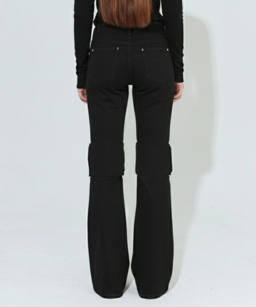 STAR SHIRRING PANTS BLACK