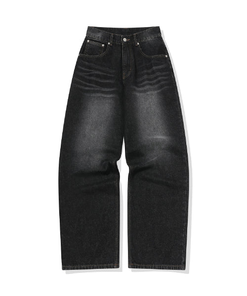 WOMEN WIDE DENIM PANTS - 2 COLORS BLACK
