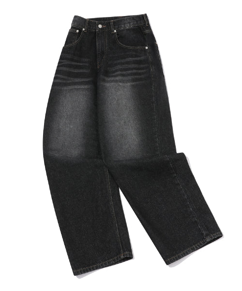 WOMEN WIDE DENIM PANTS - 2 COLORS BLACK