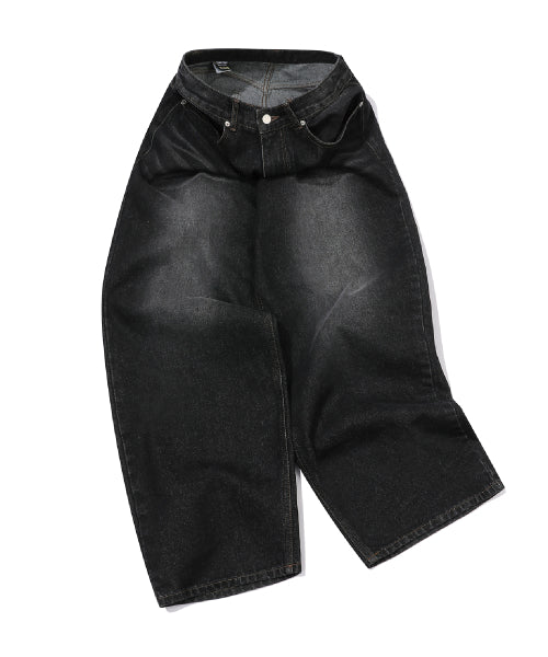 WOMEN WIDE DENIM PANTS - 2 COLORS BLACK