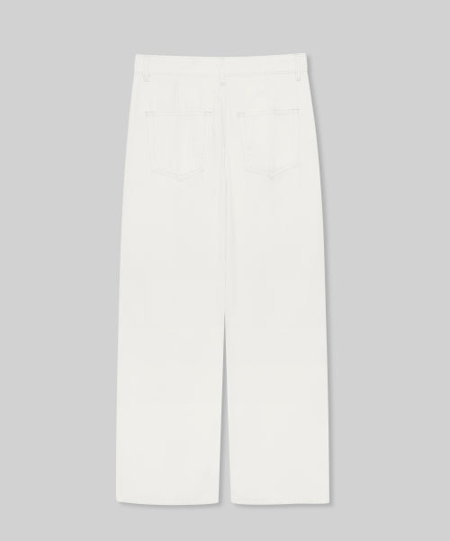 WOMENS TENCEL ONE TUCK EXTRA WIDE DENIM PANTS #韓韶禧同款! - 3 COLORS CREAM