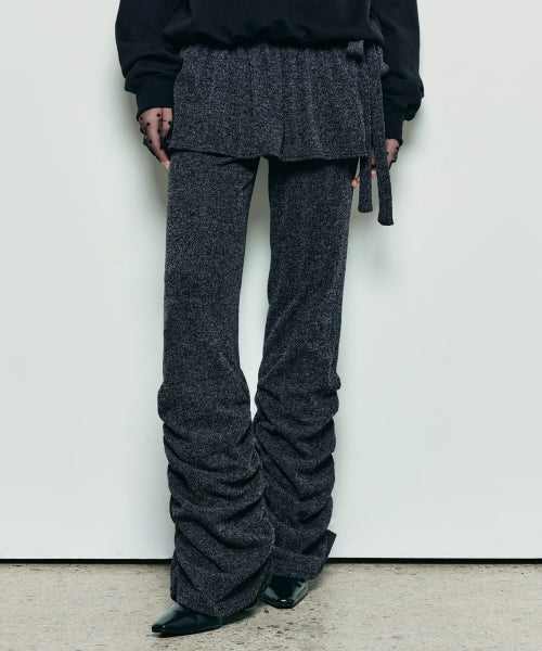 SHIRRING LAYERED SKIRT PANTS #徐睿知同款! - 2 COLORS CHARCOAL