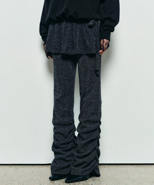 SHIRRING LAYERED SKIRT PANTS #徐睿知同款! - 2 COLORS CHARCOAL