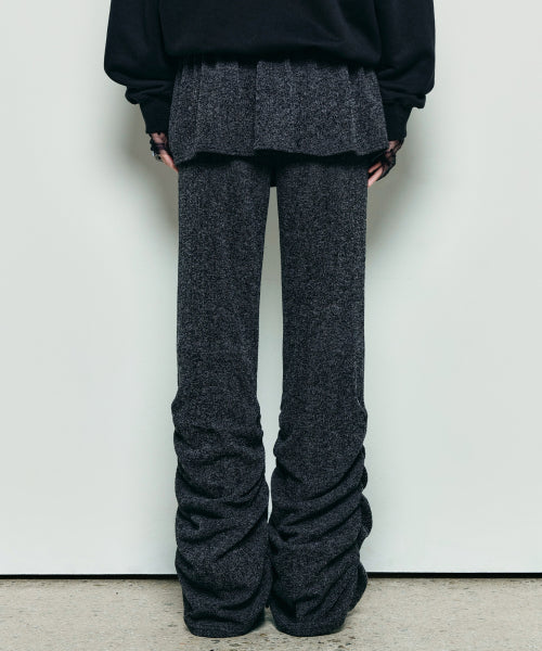 SHIRRING LAYERED SKIRT PANTS #徐睿知同款! - 2 COLORS CHARCOAL