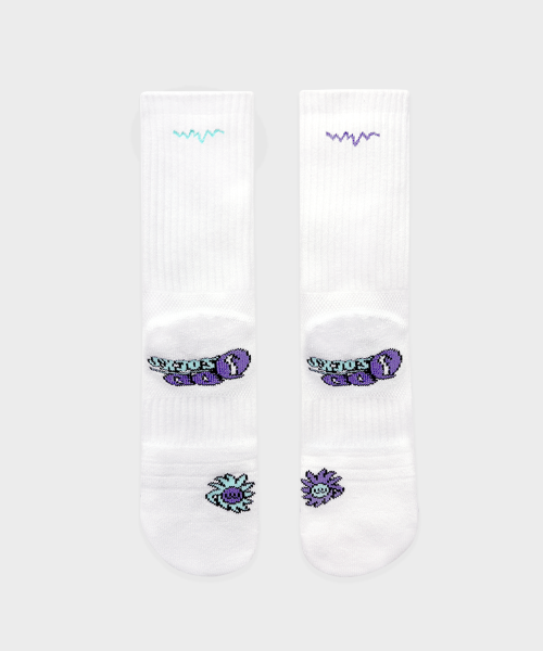 COOLMAX CUSHIONING RUNNING CREW SOCKS - 6 COLORS WHITE