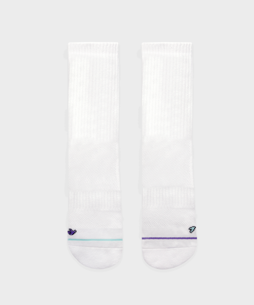 COOLMAX CUSHIONING RUNNING CREW SOCKS - 6 COLORS WHITE