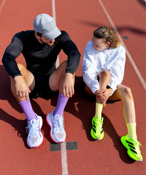 COOLMAX CUSHIONING RUNNING CREW SOCKS - 6 COLORS PURPLE