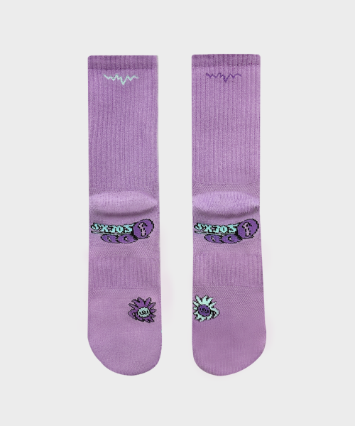 COOLMAX CUSHIONING RUNNING CREW SOCKS - 6 COLORS PURPLE