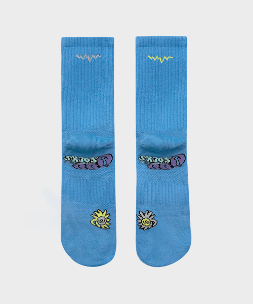 COOLMAX CUSHIONING RUNNING CREW SOCKS - 6 COLORS BLUE