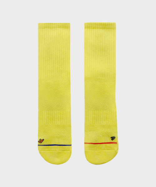 COOLMAX CUSHIONING RUNNING CREW SOCKS - 6 COLORS YELLOW