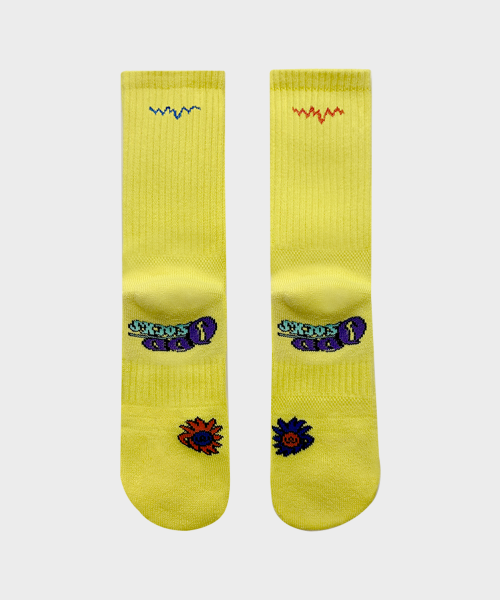 COOLMAX CUSHIONING RUNNING CREW SOCKS - 6 COLORS YELLOW