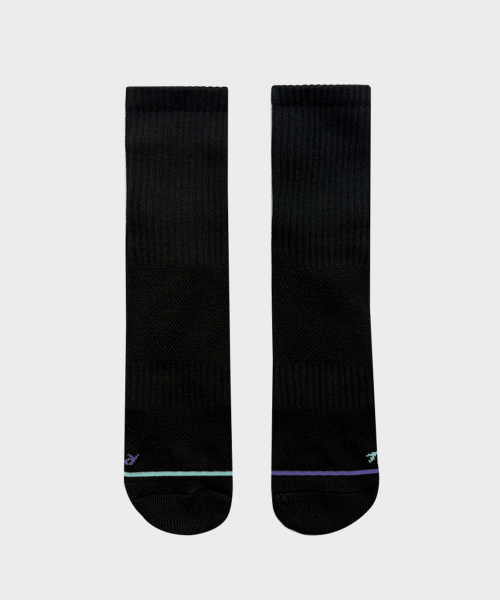 COOLMAX CUSHIONING RUNNING CREW SOCKS - 6 COLORS BLACK