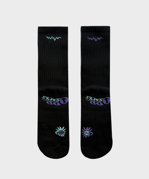 COOLMAX CUSHIONING RUNNING CREW SOCKS - 6 COLORS BLACK