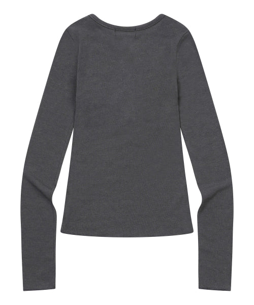 BUTTON LONG SLEEVE TEE - 2 COLORS BLACK