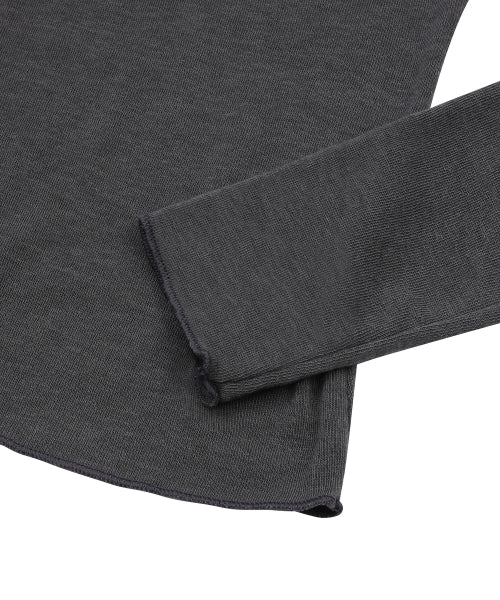 BUTTON LONG SLEEVE TEE - 2 COLORS BLACK
