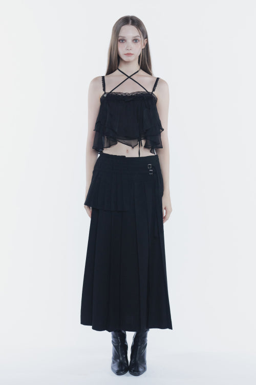 PAINORPLEASURE MERMAID FRILL TOP - 4 COLORS BLACK