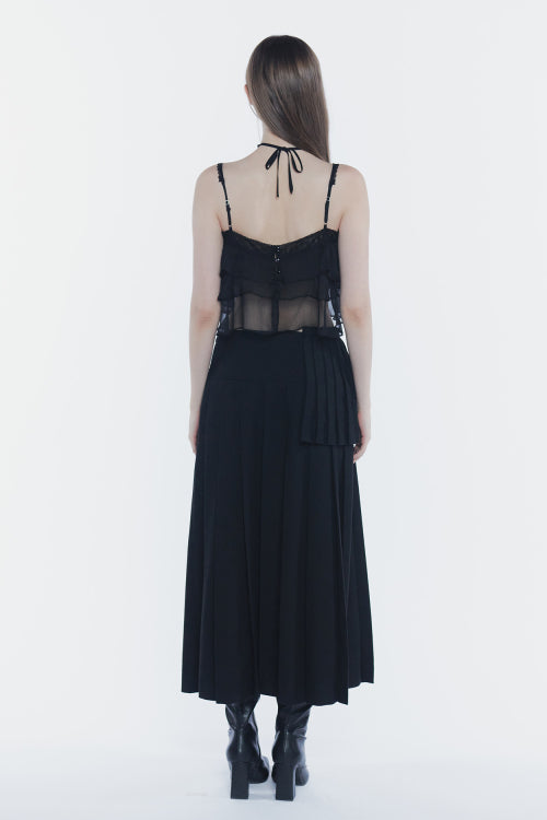 PAINORPLEASURE MERMAID FRILL TOP - 4 COLORS BLACK