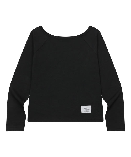 OFF SHOULDER LONG SLEEVE TEE - 3 COLORS BLACK