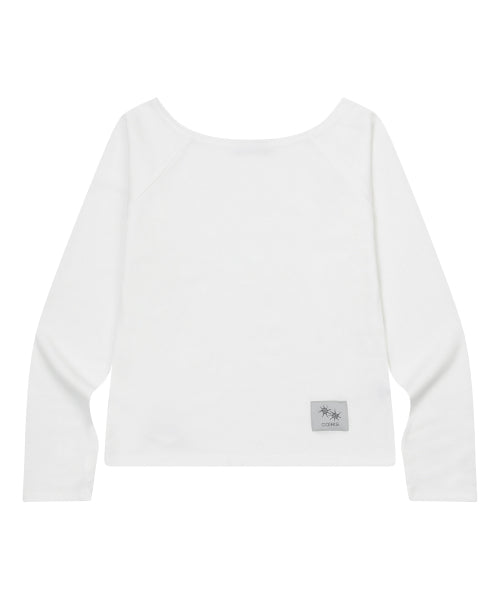 OFF SHOULDER LONG SLEEVE TEE - 3 COLORS BLACK
