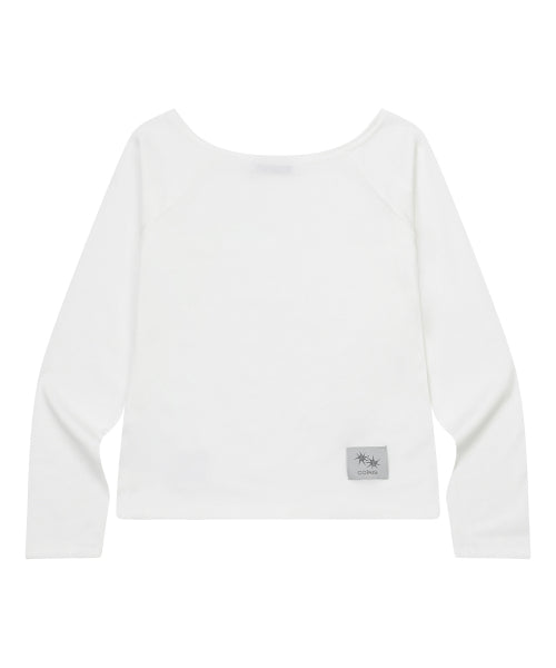 OFF SHOULDER LONG SLEEVE TEE - 3 COLORS BLACK