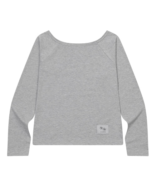 OFF SHOULDER LONG SLEEVE TEE - 3 COLORS BLACK