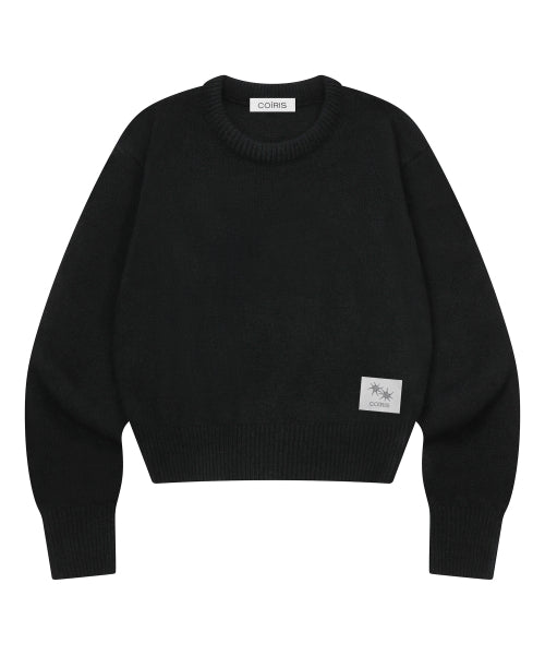 ROUND NECK CROP KNIT - 4 COLORS BLACK