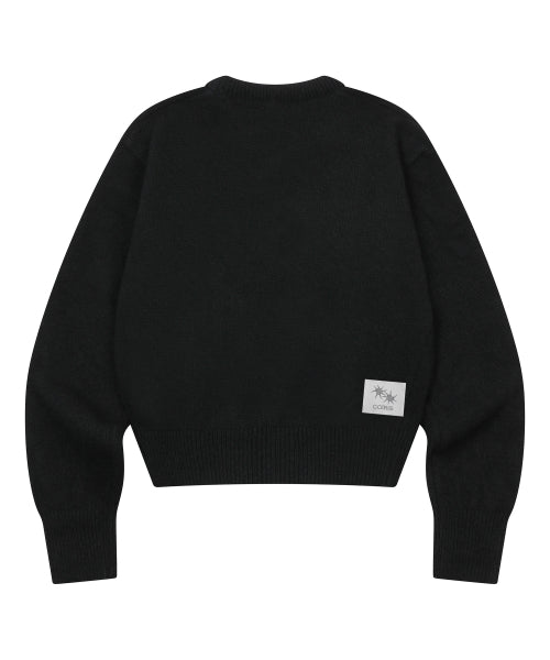 ROUND NECK CROP KNIT - 4 COLORS BLACK