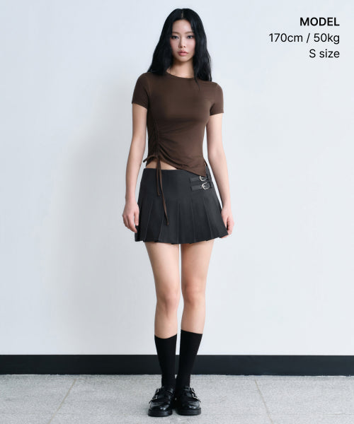 MUSINSA STANDARD TENCEL SIDE RUCHED TEE - 7 COLORS BROWN