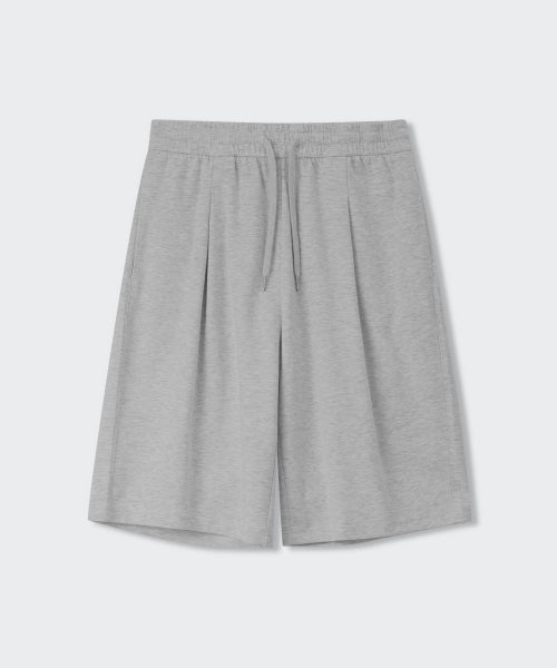 WOMENS ONE TUCK BERMUDA SWEAT PANTS #韓韶禧同款! - 4 COLORS GREY