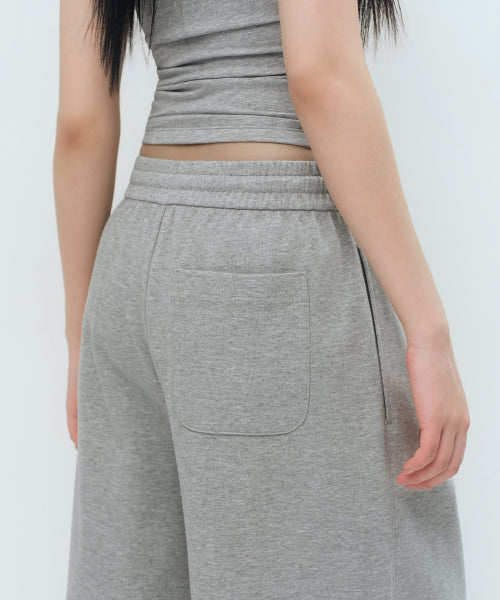 WOMENS ONE TUCK BERMUDA SWEAT PANTS #韓韶禧同款! - 4 COLORS GREY