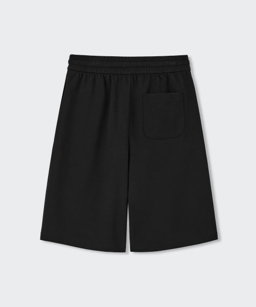 WOMENS ONE TUCK BERMUDA SWEAT PANTS #韓韶禧同款! - 4 COLORS BLACK