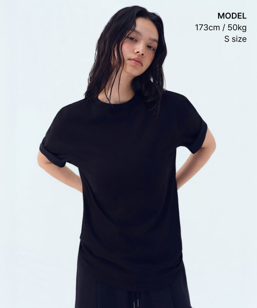 WOMENS ONE TUCK BERMUDA SWEAT PANTS #韓韶禧同款! - 4 COLORS BLACK