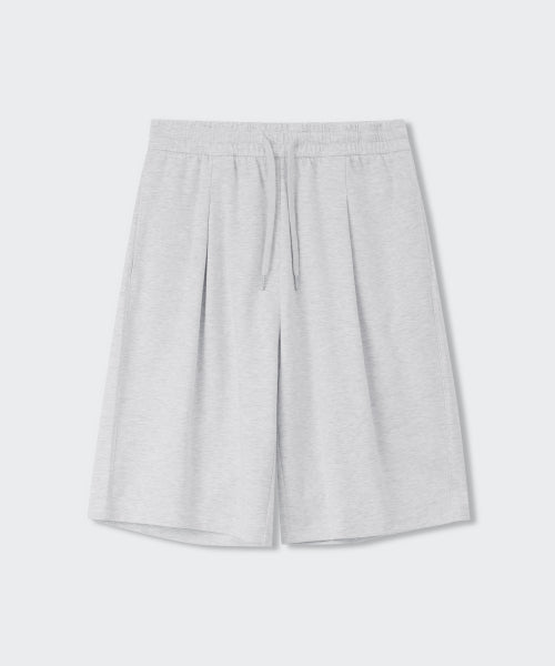 WOMENS ONE TUCK BERMUDA SWEAT PANTS #韓韶禧同款! - 4 COLORS LIGHT GREY