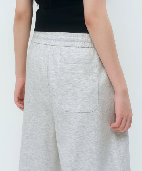 WOMENS ONE TUCK BERMUDA SWEAT PANTS #韓韶禧同款! - 4 COLORS LIGHT GREY