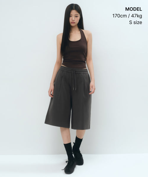 WOMENS ONE TUCK BERMUDA SWEAT PANTS #韓韶禧同款! - 4 COLORS AS SHOWN